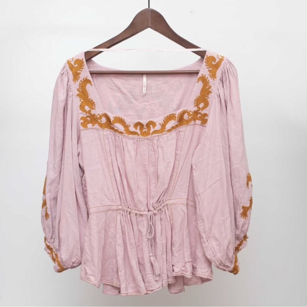 Free People Pink and yellow gold Blouse large